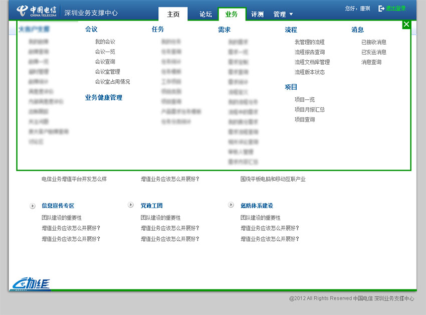 中国电信网站设计案例 (内页导航菜单设计)